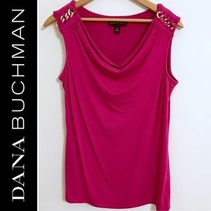 NWOT DANA BUCHMAN Fuchsia Drapeneck (S)